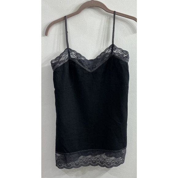 The Limited Tops - Vintage Limited Womens Sz 2 Lace Trim Black Gray Cami Tank Top Linen‎ Fairygoth